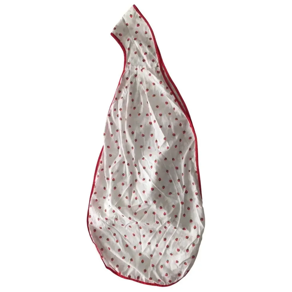 Strawberry Apron Retro Vintage Scarf Halter Style White and Red Trim Pockets